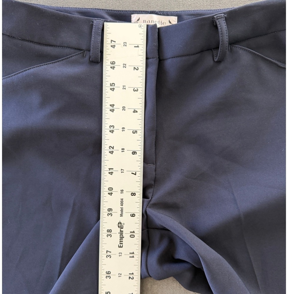 Nanette Lepore Slim Fit Ankle Pants Women 10 Navy Professional Minimalist Career - Picture 7 of 8
